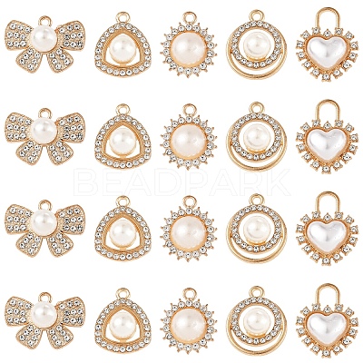 20Pcs 5 Styles Alloy Rhinestone Charms ALRI-FS0001-06-1