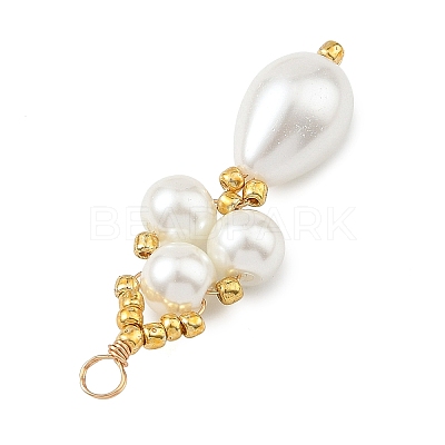 Dyed Glass Pearl Pendants PALLOY-MZ01374-1