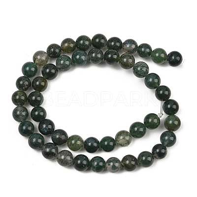 Natural Moss Agate Beads Strands G-F453-8mm-1