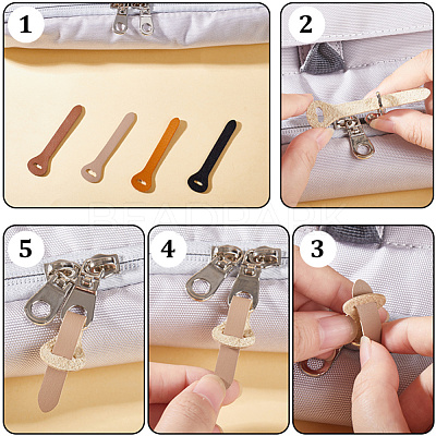 24Pcs Cowhide Zipper Puller Head PURS-GF0001-09C-1