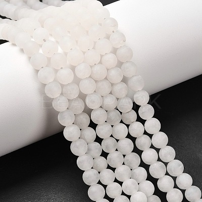 Natural White Jade Round Beads Strands G-G735-08F-6mm-1