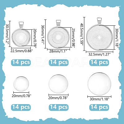 42Pcs 3 Styles Alloy Pendant Cabochon Settings FIND-WR0012-16-1
