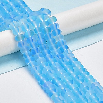 Frosted Transparent Glass Beads Strands FGLA-M002-01B-1