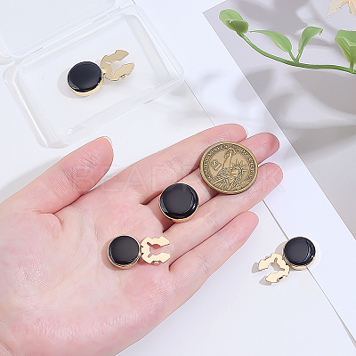 4Pcs 2 Styles Brass Black Enamel Cufflinks BUTT-ME0001-07G-1