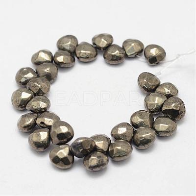Natural Pyrite Beads Strands G-G937-06-1