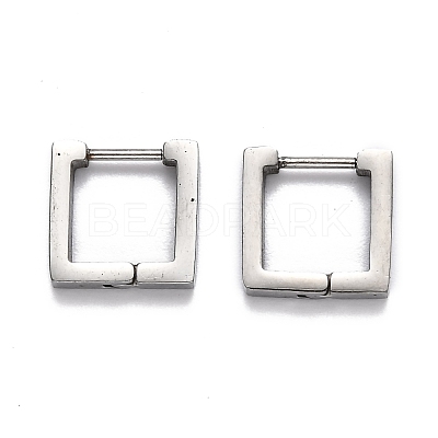 Tarnish Resistant 304 Stainless Steel Square Huggie Hoop Earrings STAS-H156-09A-P-1