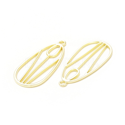 Rack Plating Alloy Teardrop with Tulip Pattern Open Back Bezel Pendants X-FIND-G052-51LG-1
