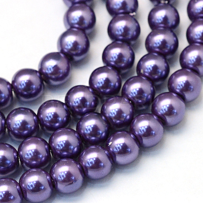 Baking Paint Pearlized Glass Pearl Round Bead Strands LS-HY-Q003-10mm-59-1