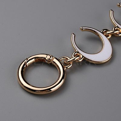 Alloy Enamel Crescent Moon Link Purse Strap Extenders FIND-WH0111-280B-1
