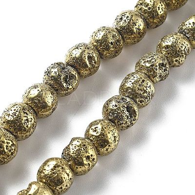 Electroplated Natural Lava Rock Beads Strands G-A251-E01-01A-1