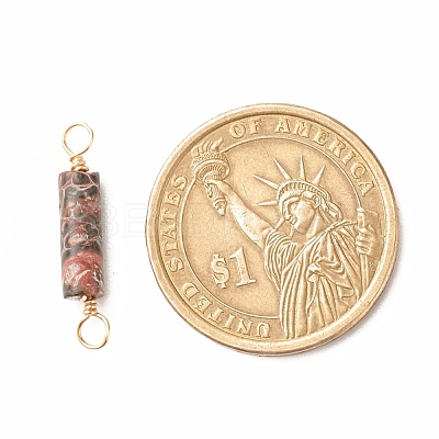 Natural Leopard Skin Jasper Connector Charms PALLOY-JF01454-04-1