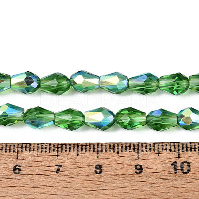 Transparent Electroplate Glass Beads Strands EGLA-N023-6x8mm-A09-1