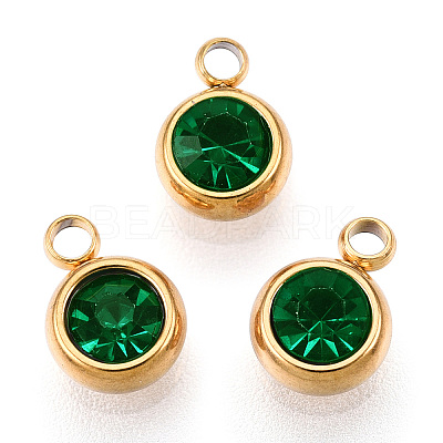 PVD Vacuum Plating 201 Stainless Steel Rhinestone Charms X-STAS-S068-03G-1
