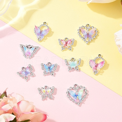 10Pcs 10 Styles Alloy with Rhinestone Pendants FIND-YW0009-49-1