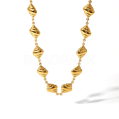 316L Surgical Stainless Steel Seashell Heart Link Chain Necklaces for Elegant European Style BF6500-4-1