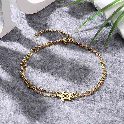 Ion Plating(IP) 304 Stainless Steel Multi-strand Anklets AJEW-AN00332-01-1