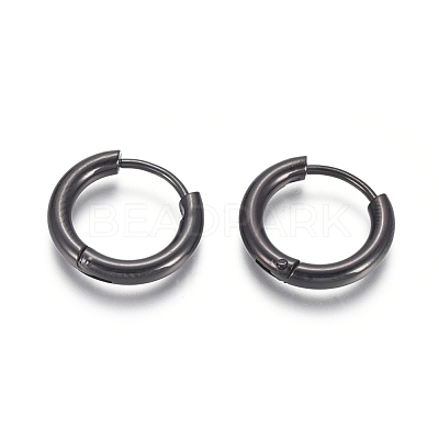 304 Stainless Steel Huggie Hoop Earrings EJEW-F111B-16mm-B-1