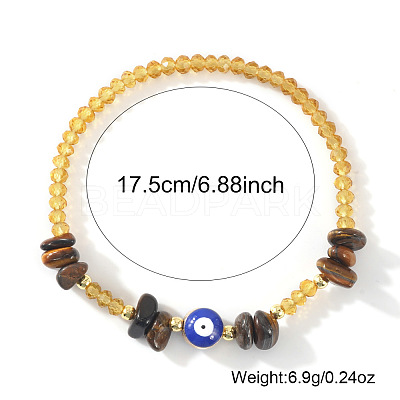 Natural Tiger Eye & Glass Beads Stretch Bracelets IK4988-1-1