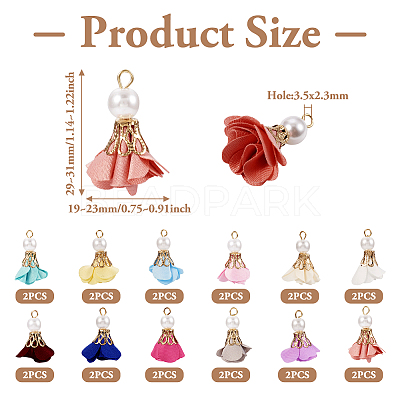 32Pcs 16 Colors Flower Chiffon Pendants FIND-TA0003-41-1