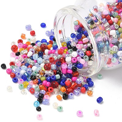 Dyed 8/0 Loose Round Glass Seed Beads SEED-L001-01-1