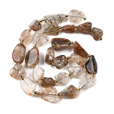 Natural Black Gold Rutilated Quartz Beads Strands G-D101-A16-1