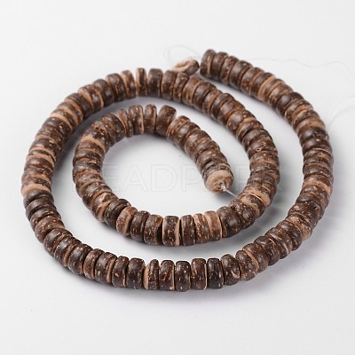 Natural Coconut Shell Rondelle Bead Strands X-COCB-O001-02-1