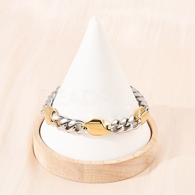 304 Stainless Steel Rhombus Cuban Link Chain Bracelets for Men Women BJEW-G766-07A-1