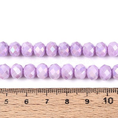 Anti-Tarnish Electroplate Rondelle Glass Beads Strands EGLA-T021-8mm-17-07-1