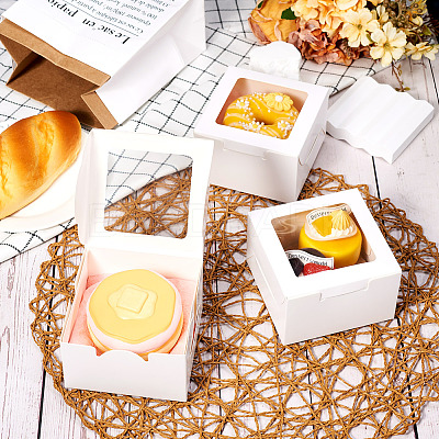 Square Paper Biscuit Boxes with Square Clear Window CON-TAC0001-12B-01-1