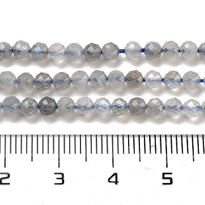 Faceted Round Natural Labradorite Bead Strands G-I156-03-3mm-1