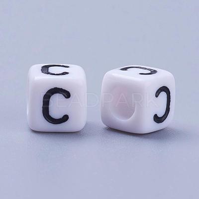 Acrylic Horizontal Hole Letter Beads PL37C9308-C-1