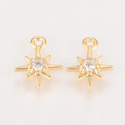 Brass Cubic Zirconia Charms ZIRC-Q002-143G-1