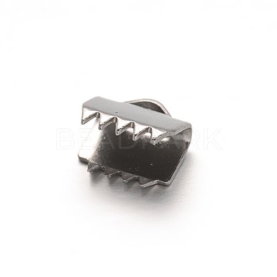 Tarnish Resistant 304 Stainless Steel Ribbon Crimp Ends STAS-E103-08A-1