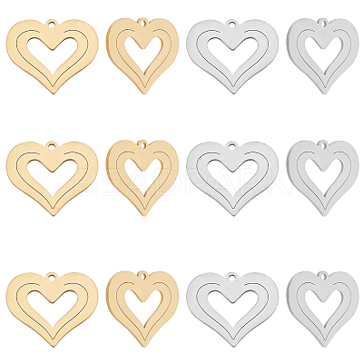 12Pcs 2 Colors Ion Plating(IP) 201 Stainless Steel Pendants STAS-UN0029-75-1