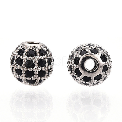 Rack Plating Brass Cubic Zirconia Beads ZIRC-S001-6mm-B03-1