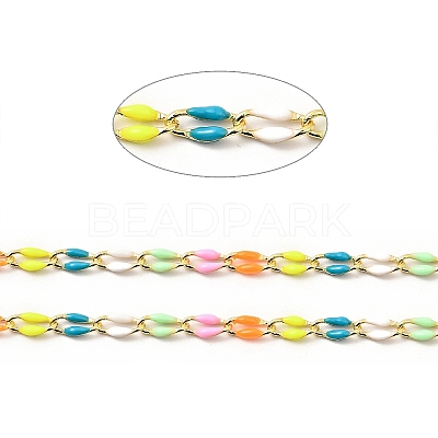 Brass Enamel Curb Chains CHC-C003-13G-01-1