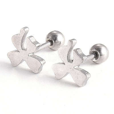 Tarnish Resistant 201 Stainless Steel Barbell Cartilage Earrings EJEW-R147-06-1