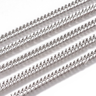 Non-Tarnish Handmade 201 Stainless Steel Curb Chains STAS-F229-05A-P-1