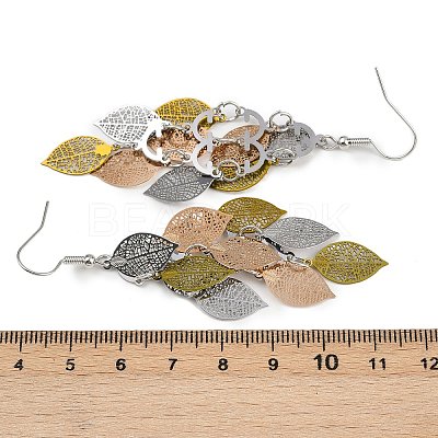 430 Stainless Steel Leaf Dangle Earrings EJEW-A137-06P-05-1