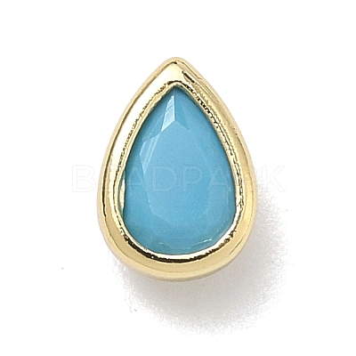 Teardrop Brass Micro Pave Cubic Zirconia Cabochons KK-P345-13G-B08-1