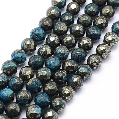 Dyed Natural Pyrite Beads Strands G-F582-C05-1