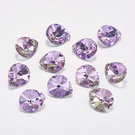 Faceted K9 Glass Rhinestone Charms X-RGLA-F053-E-001VL-1