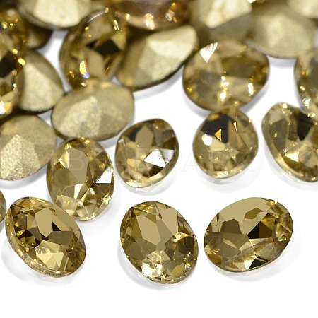 Faceted Oval Glass Pointed Back Rhinestone Cabochons RGLA-A010-6x8mm-S20-1
