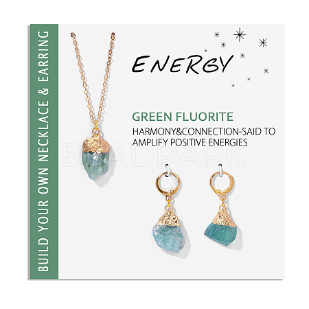 Nuggets Natural Fluorite Pendant Necklaces & Earrings Sets for Women WG0BEC3-07-1