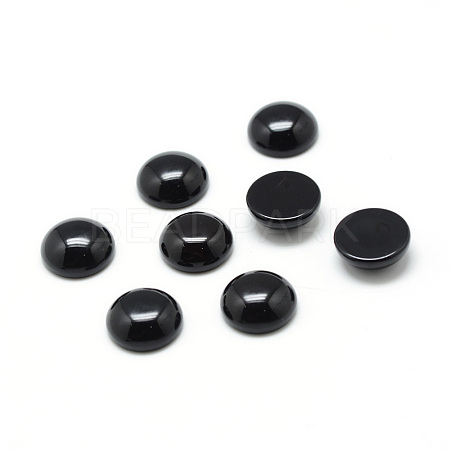 Dyed & Heated Natural Black Agate Gemstone Cabochons G-T020-12mm-11-1