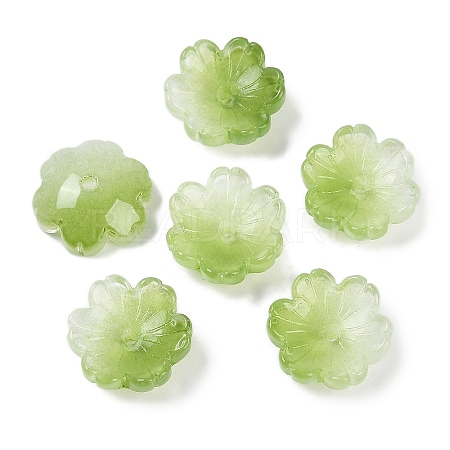 Transparent Spray Paint Glass Bead Caps GLAA-H035-04E-1