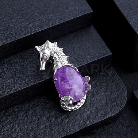 Natural Amethyst Sea Animal Pendants PW-WG09180-03-1