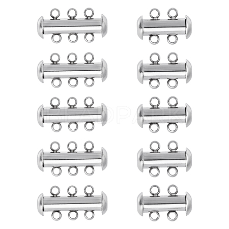 10 Sets 2 Styles 304 Stainless Steel Slide Lock Clasps STAS-ME0003-55-1