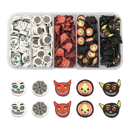 5 Style Halloween Handmade Polymer Clay Cabochons CLAY-YW0001-58-1