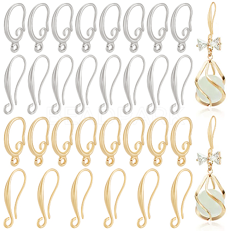 BENECREAT 16 Pairs 4 Style Brass Earring Hooks Sets KK-BC0011-26-1